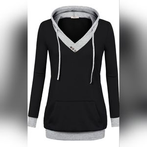 Timeson Women's Long Sleeve V Neck Pullover Hoodie *NWT*